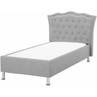 Beliani Letto moderno in tessuto UE a una piazza con doghe grigio 90 x 200 cm Metz
