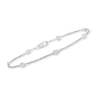 Ross-Simons Bezel-Set Diamond Station Bracelet in Sterling Silver