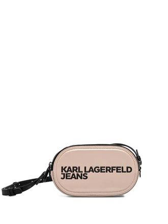 Karl Lagerfeld oval-shaped logo-plaque crossbody bag - women - Polyurethane - One Size - Neutrals