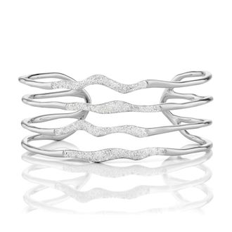 Monica Vinader Sterling Silver Riva Diamond Hero Wave Cuff Diamond