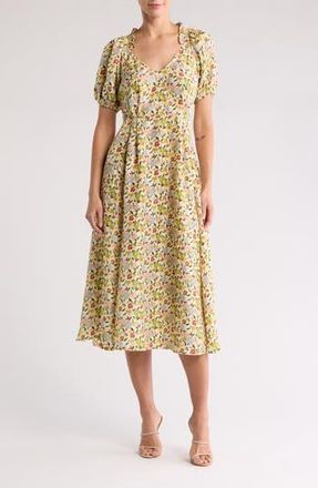 The Great. The Hyacinth Short Sleeve Silk Dress in Floating Petals Floral at Nordstrom Rack, Size 1