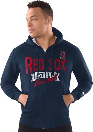 Starter Mens Starter Navy Boston Red Sox Distressed Full-Zip Hooded Jacket at Nordstrom, Size Medium