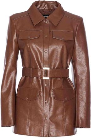 Patrizia Pepe Brown Jacket Frontal Buttons Closure