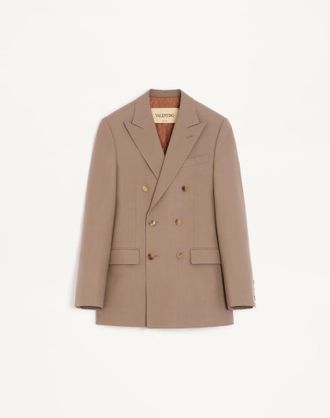 Valentino Giacca doppiopetto Valentino in lana natt&egrave; Uomo BEIGE 44