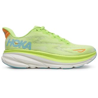 Hoka One One Hoka Clifton 9 Textile Womens Running Trainers - Lettuce Solar Flare - Size:UK 4.5