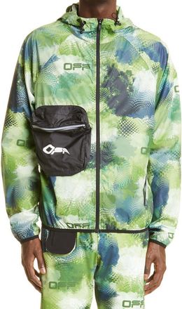 Off-white Camo Print Active Packable Hooded Jacket in Aop Multicolor Wh at Nordstrom, Size Xx-Large