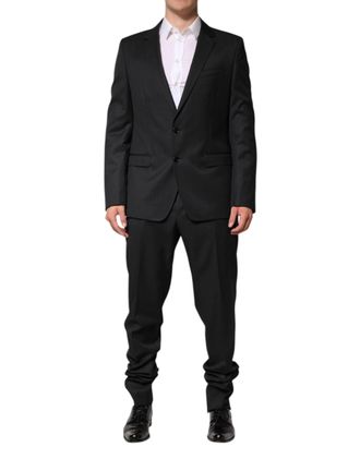Dolce & Gabbana Mens Dark Gray Wool Single Breasted 2 Piece Suit Black Virgin
