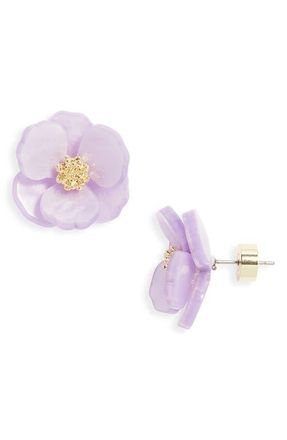 Nordstrom Floral Statement Stud Earrings in Lavender- Gold at Nordstrom