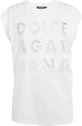 Dolce & Gabbana T-shirt in cotone con logo - Bianco