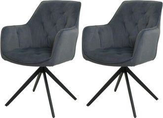 Hhg Hhg - Juego De 2 Sillas De Comedor 503, Silla De Cocina Silla Tapizada Con Reposabrazos, Giratoria, Metal Tela/textil, Crema-beige