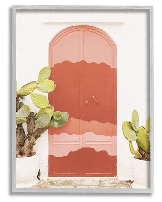 Stupell Industries Contemporary Desert Doorway Cactus Framed Giclee Wall Art By Leah Straatsma