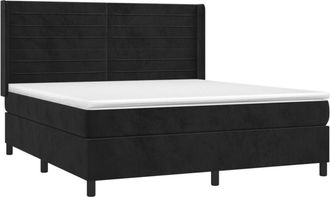 vidaXL Cama Box Spring Con Colch&oacute;n Terciopelo Negro 160x200 Cm Vidaxl