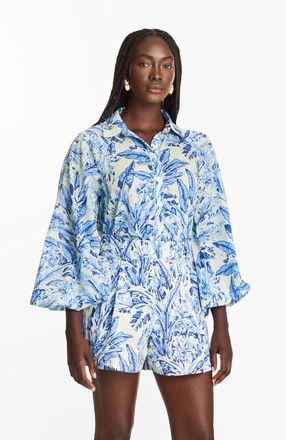Diarrablu Nora Cotton Voile Blouse Toile Blu at Nordstrom, Size 3X-Large