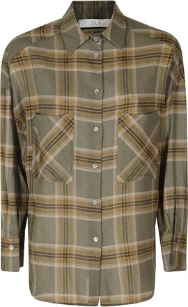 Tela Tartan Semi-Sheer Viscose-Blend Nora Shirt