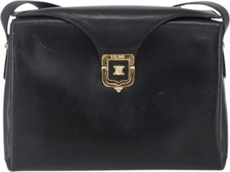 Celine Pre-owned Shoulder Bags, female, Black, Size: ONE SIZE Pre-owned Vintage Leather Shoulder Bag