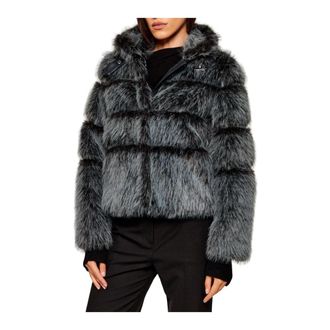 Patrizia Pepe Giubbotto Fluffy Corto - Dames - Jassen - Blauw - Maat: XL Poliester