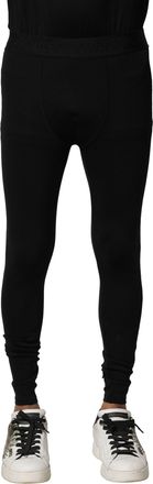 Dolce & Gabbana Mens Nylon Elastic Logo Leggings Black Elastane