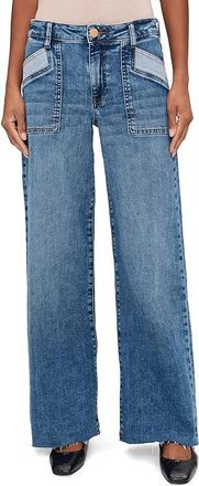 Kut from the Kloth Maya High-Rise Porkshop Front Pockets Wide Leg Raw Hem in Success Womens Jeans Success : 18 31, Cotton/Denim/Polyester