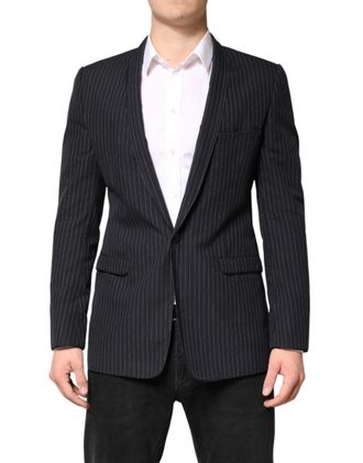 Dolce & Gabbana Black Stripes 1 Button Suit Jacket Mens Blazer