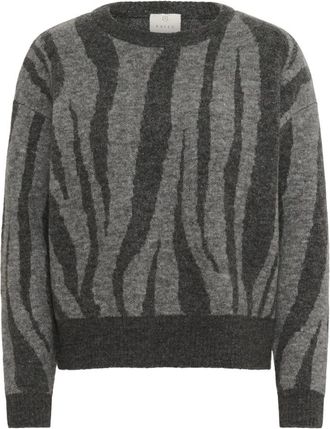 Kaffe Truien & Vesten, Dames, Grijs, 2Xl, Leer, KAlizza Ronde Hals Gebreide Pullover