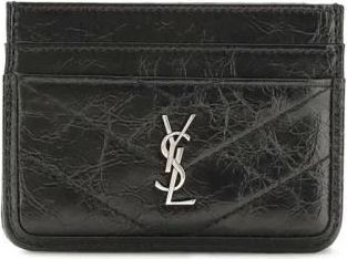 Saint Laurent Monogram Quilted Leather Card Holder - Accessories - Mujer - Negro - ONE SIZE