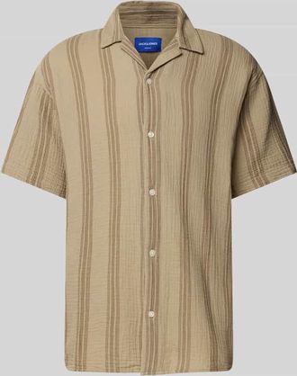 Jack & Jones Jack & Jones Relaxed Fit Freizeithemd mit Umlegekragen in Beige, Gr&ouml;&szlig;e XL