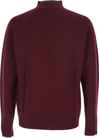 Vivienne Westwood Mens Bordeaux Turtleneck Sweater With Logo Embroidery Virgin Wool Tops Top