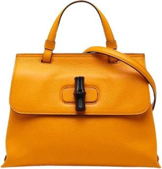 Gucci Pre-owned Handbags, female, Orange, Size: ONE SIZE Pre-owned Leather Handbag