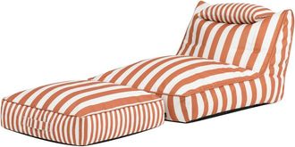 Icon Brand Set puf sof&aacute; y coj&iacute;n de suelo de exterior en tejido a rayas, terracota