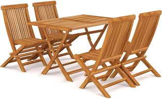 vidaXL Conjunto De Comedor De Jard&iacute;n 5 Piezas Madera Maciza De Teca Vidaxl