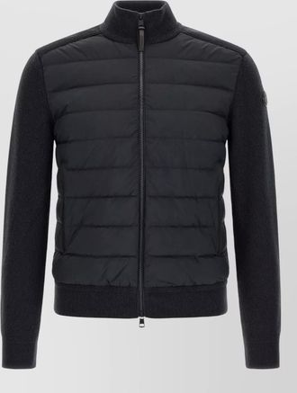 Moncler cashmere wool padded zip up high neck cardigan