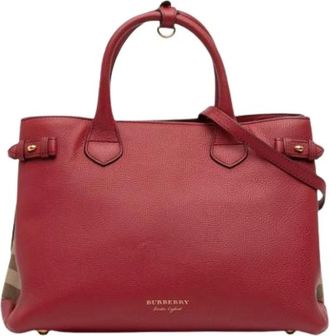 Burberry Pre-owned Banner Satchel - Dames - Vintage Shopper - Rood - ONE Size - Leer - Vintage