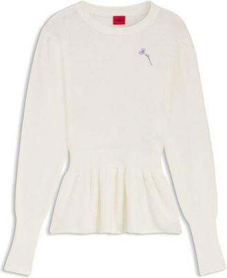 HUGO BOSS Cotton sweater with detachable floral brooch