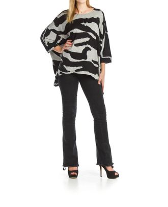 Papillon Knit Animal Print Oversized Sweater In Black