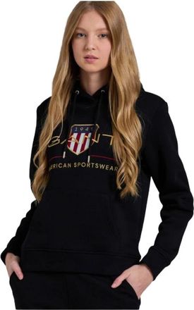 GANT Golden Effect Hooded Sweatshirt - Heren - Hoodies - Zwart - XL - Katoen - Hoodies & sweatvesten