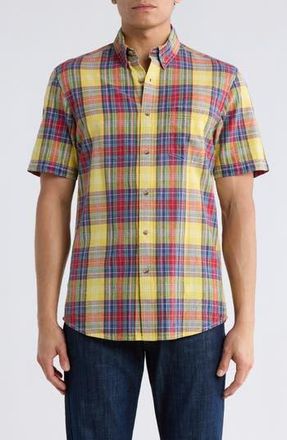 Vintage 1946 Madras Short Sleeve Button-Down Shirt in Red Plaid at Nordstrom Rack, Size Xx-Large