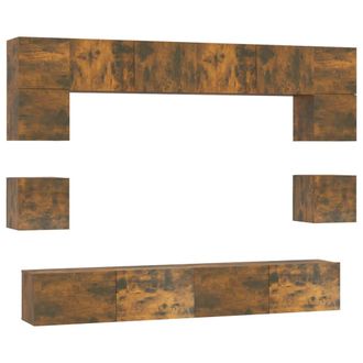 vidaXL Set De Muebles De Tv 8 Pzas Madera Contrachapada Roble Ahumado Vidaxl