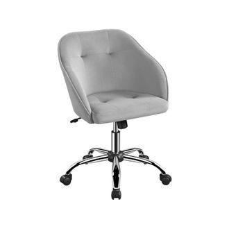 Yaheetech Yaheetech - Silla De Oficina Giratoria De 360&deg; De Terciopelo Con Altura De Asiento Ajustable Silla Terciopelo Carga 136 Kg Gris Claro