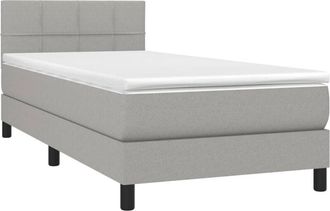 vidaXL Cama Box Spring Con Colch&oacute;n Tela Gris Claro 90x200 Cm Vidaxl