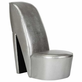 vidaXL Vidaxl - Sill&oacute;n Con Forma De Zapato De Tac&oacute;n Cuero Sint&eacute;tico Plateado
