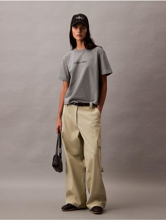 Calvin Klein Jeans Calvin Klein Womens Standard Logo Boxy Fit Crewneck T-Shirt - Grey - XS