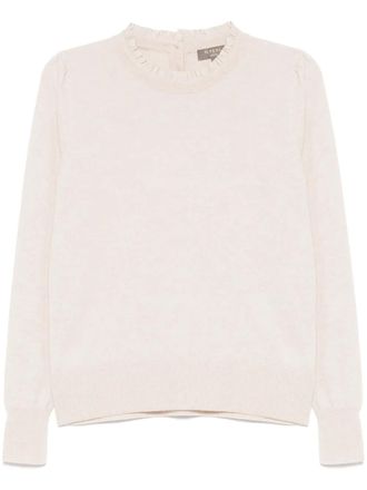 N.Peal Woven Ruffle sweater - Neutrals