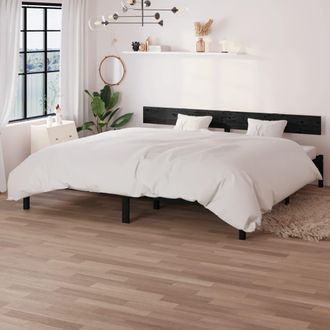 vidaXL Vidaxl - Estructura De Cama Doble Sin Colch&oacute;n Madera Maciza Negro