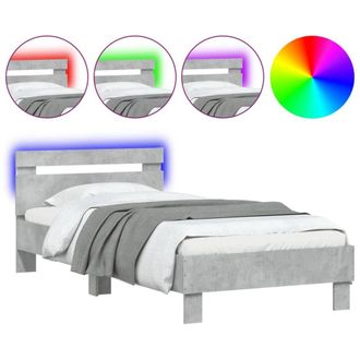 Berkfield Home Bed Frame without Mattress with LED Lights Concrete Grey 90x200 cm