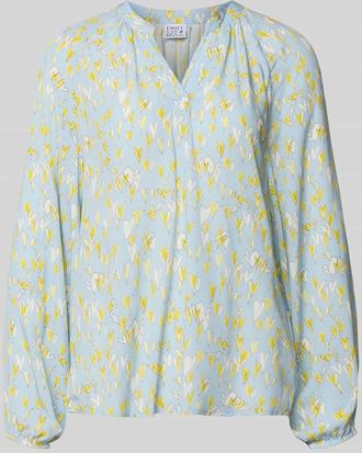 Emily van den Bergh Regular Fit Bluse aus reiner Viskose mit Allover-Motiv-Print in Hellblau, Gr&ouml;&szlig;e 36