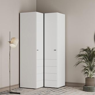 Dmora Armario 2 Puertas, Ropero Dormitorio 4 Estantes, Colgador, Apertura Abatible, 95x208h Cm Blanco Mate