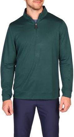 Tailorbyrd Modal Blend Quarter Zip Polo in Hunter Green at Nordstrom Rack, Size Medium