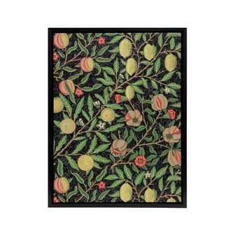 Artery8 Pomegranate & Citrus Pattern Framed Canvas Wall Art Print Morris in Green | Size: W24 x H32