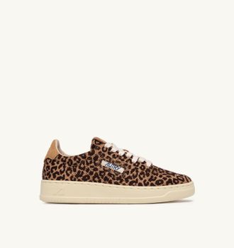 Autry SNEAKERS MEDALIST EASEKNIT LOW IN MAGLIA LEOPARD PRINT MARRONE E BEIGE