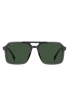 BOSS 56mm Sunglasses in Green/Green at Nordstrom
